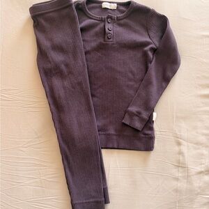 Jamie Kay Kids Ribbed Pajama Set in Deep Plum